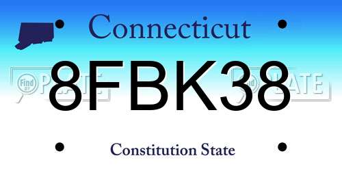8FBK38 Connecticut License Plate