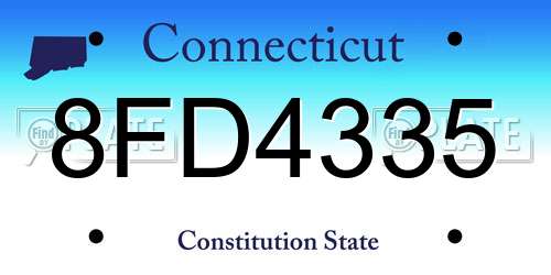 8FD4335 Connecticut License Plate