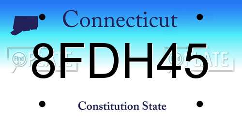 8FDH45 Connecticut License Plate