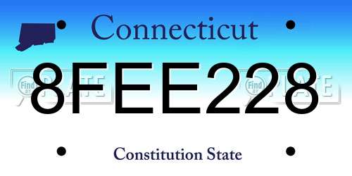 8FEE228 Connecticut License Plate