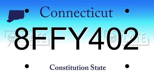 8FFY402 Connecticut License Plate