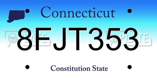 8FJT353 Connecticut License Plate