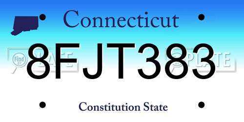 8FJT383 Connecticut License Plate