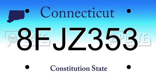 8FJZ353 Connecticut License Plate