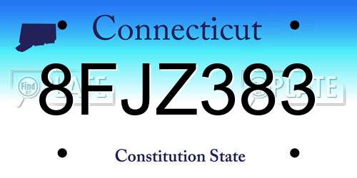 8FJZ383 Connecticut License Plate
