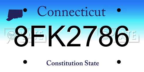 8FK2786 Connecticut License Plate