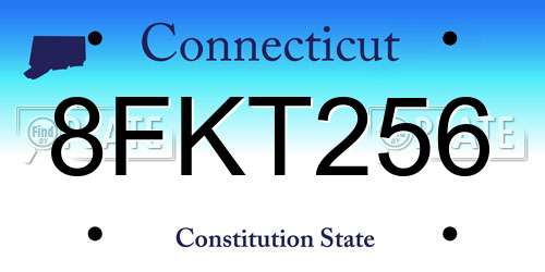 8FKT256 Connecticut License Plate