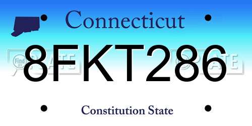 8FKT286 Connecticut License Plate