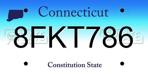 8FKT786 Connecticut License Plate