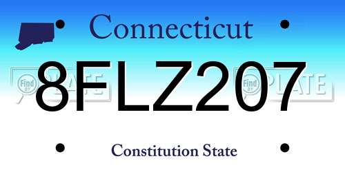 8FLZ207 Connecticut License Plate