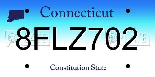 8FLZ702 Connecticut License Plate