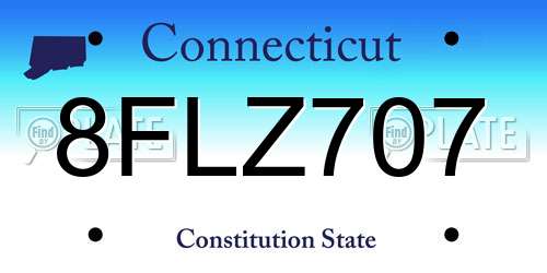 8FLZ707 Connecticut License Plate