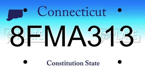 8FMA313 Connecticut License Plate