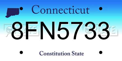 8FN5733 Connecticut License Plate