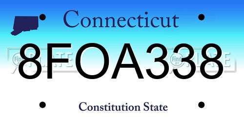 8FOA338 Connecticut License Plate