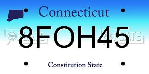 8FOH45 Connecticut License Plate