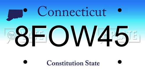 8FOW45 Connecticut License Plate