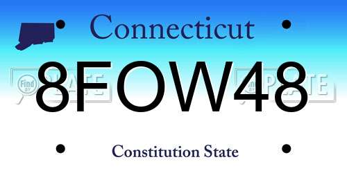 8FOW48 Connecticut License Plate