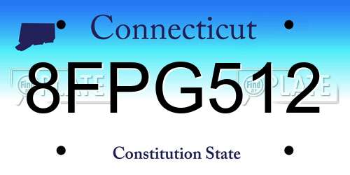 8FPG512 Connecticut License Plate