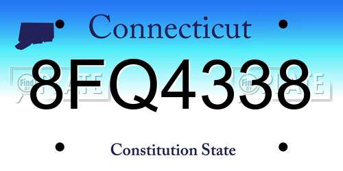 8FQ4338 Connecticut License Plate