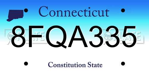 8FQA335 Connecticut License Plate