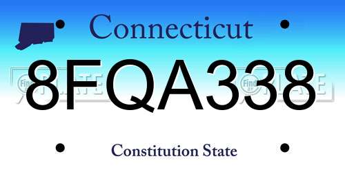 8FQA338 Connecticut License Plate