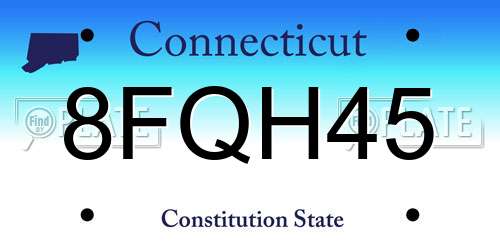 8FQH45 Connecticut License Plate