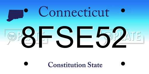 8FSE52 Connecticut License Plate