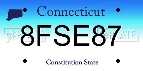 8FSE87 Connecticut License Plate