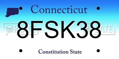 8FSK38 Connecticut License Plate