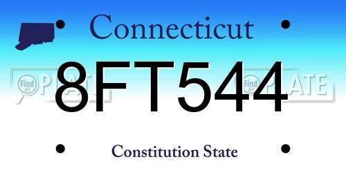 8FT544 Connecticut License Plate