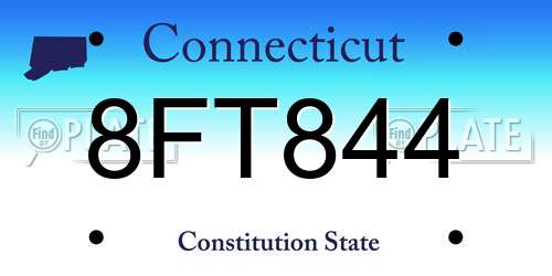 8FT844 Connecticut License Plate