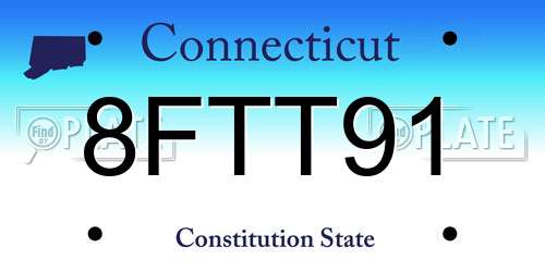 8FTT91 Connecticut License Plate