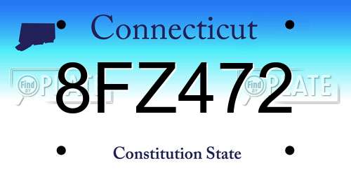 8FZ472 Connecticut License Plate
