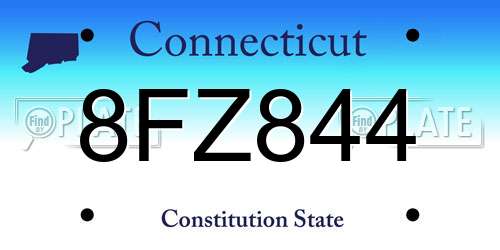 8FZ844 Connecticut License Plate