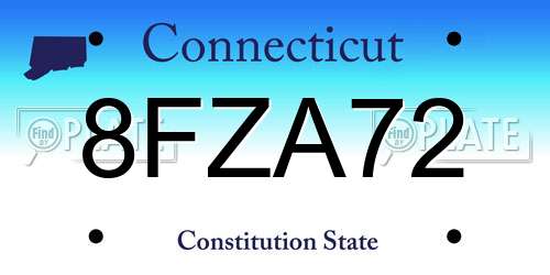 8FZA72 Connecticut License Plate