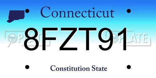 8FZT91 Connecticut License Plate