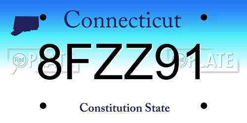 8FZZ91 Connecticut License Plate