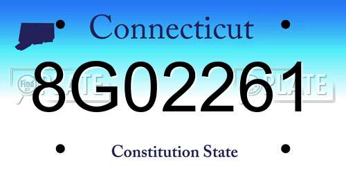 8G02261 Connecticut License Plate