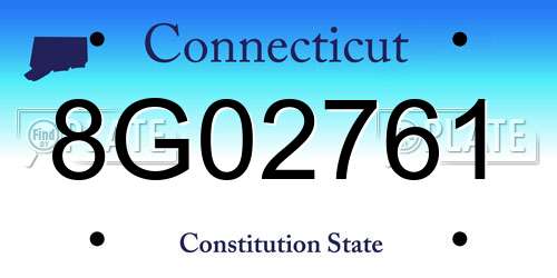 8G02761 Connecticut License Plate