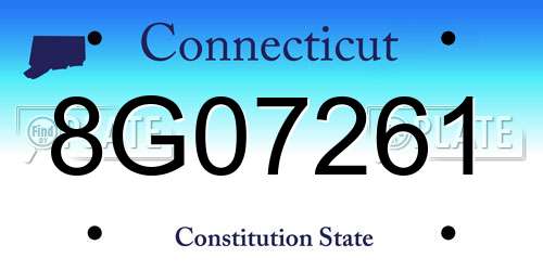8G07261 Connecticut License Plate