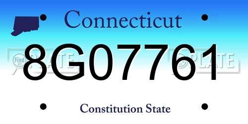 8G07761 Connecticut License Plate