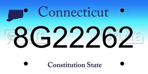 8G22262 Connecticut License Plate