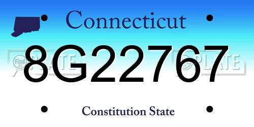 8G22767 Connecticut License Plate
