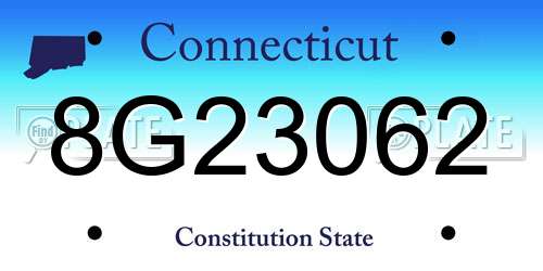 8G23062 Connecticut License Plate