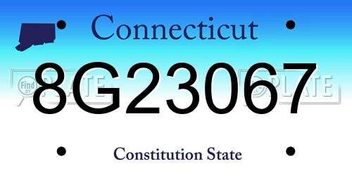 8G23067 Connecticut License Plate