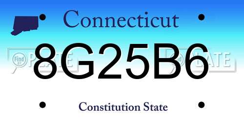 8G25B6 Connecticut License Plate