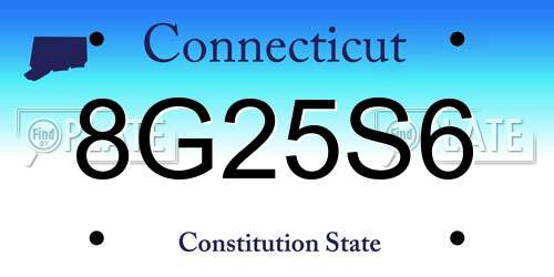 8G25S6 Connecticut License Plate