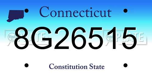 8G26515 Connecticut License Plate
