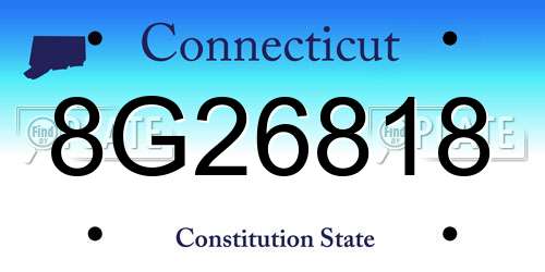 8G26818 Connecticut License Plate